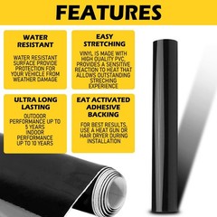 2SET 12″x60″Auto Gloss Black Wrap Vinyl Film Car Interior Wrap Stickers w/ tools