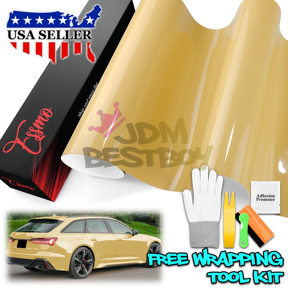 ESSMO PET Super Gloss Cloudy Yellow Vehicle Vinyl Wrap Decal Sheet Like Paint