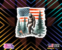 BIGFOOT USAFLAG STICKER. CAR, WINDOWN,LAPTOP,ETC LAMINATED 6YEARS+FREE STICKER