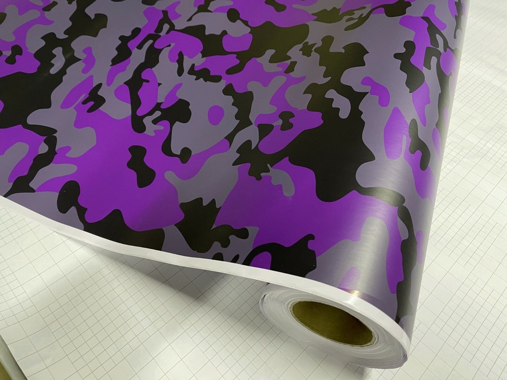 Purple Black Gray Camo Vinyl Car Wrap Sheet +Free Tools( 2 feet & up )