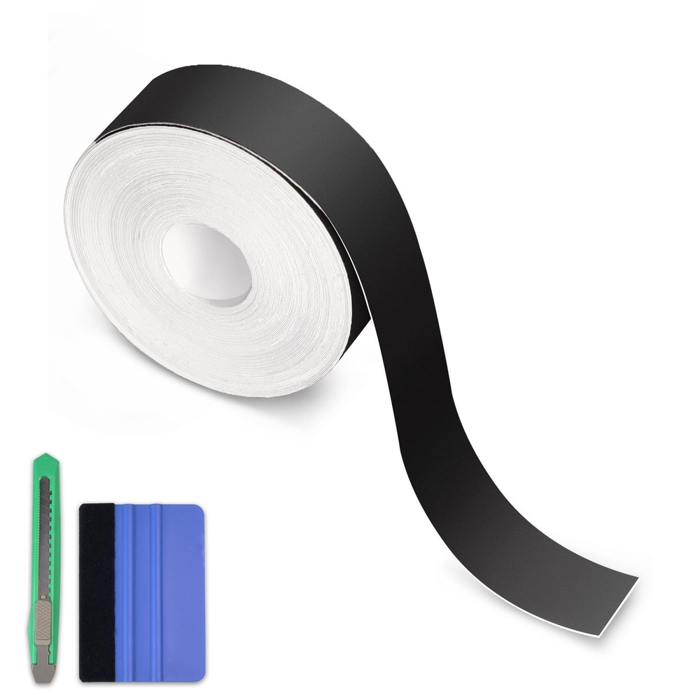 Matte Black Vinyl Wrap HeavyDuty Chrome Delete Tape 1in x 30ft for Car Detailin