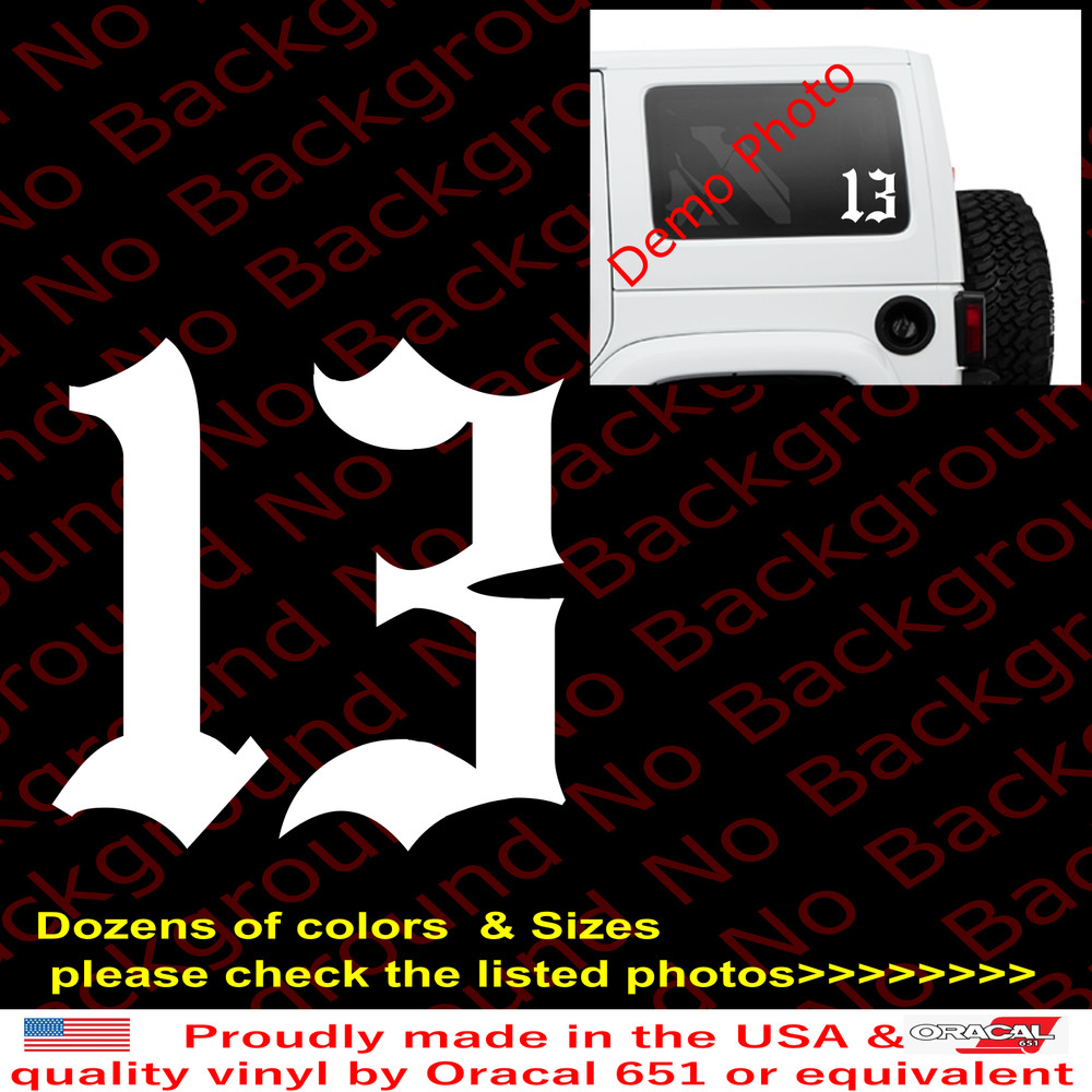Number 13 Vinyl Decal Bad Luck Die Cut – Funny Car Window Wall Black Friday FY45