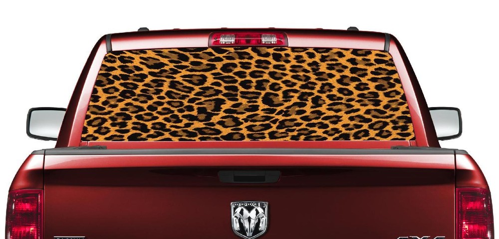 LEOPARD FUR PICK-UP TRUCK BACK WINDOW GRAPHIC DECAL PERFORATED VINYL