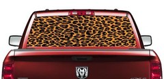 LEOPARD FUR PICK-UP TRUCK BACK WINDOW GRAPHIC DECAL PERFORATED VINYL