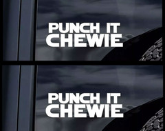 Two 7″ Punch It Chewie TWO White Vinyl Decals Car Truck Windows