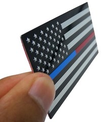 ALUMINUM Thin Blue Red Line Decal Sticker Law Enforcement, Police, Firefighter