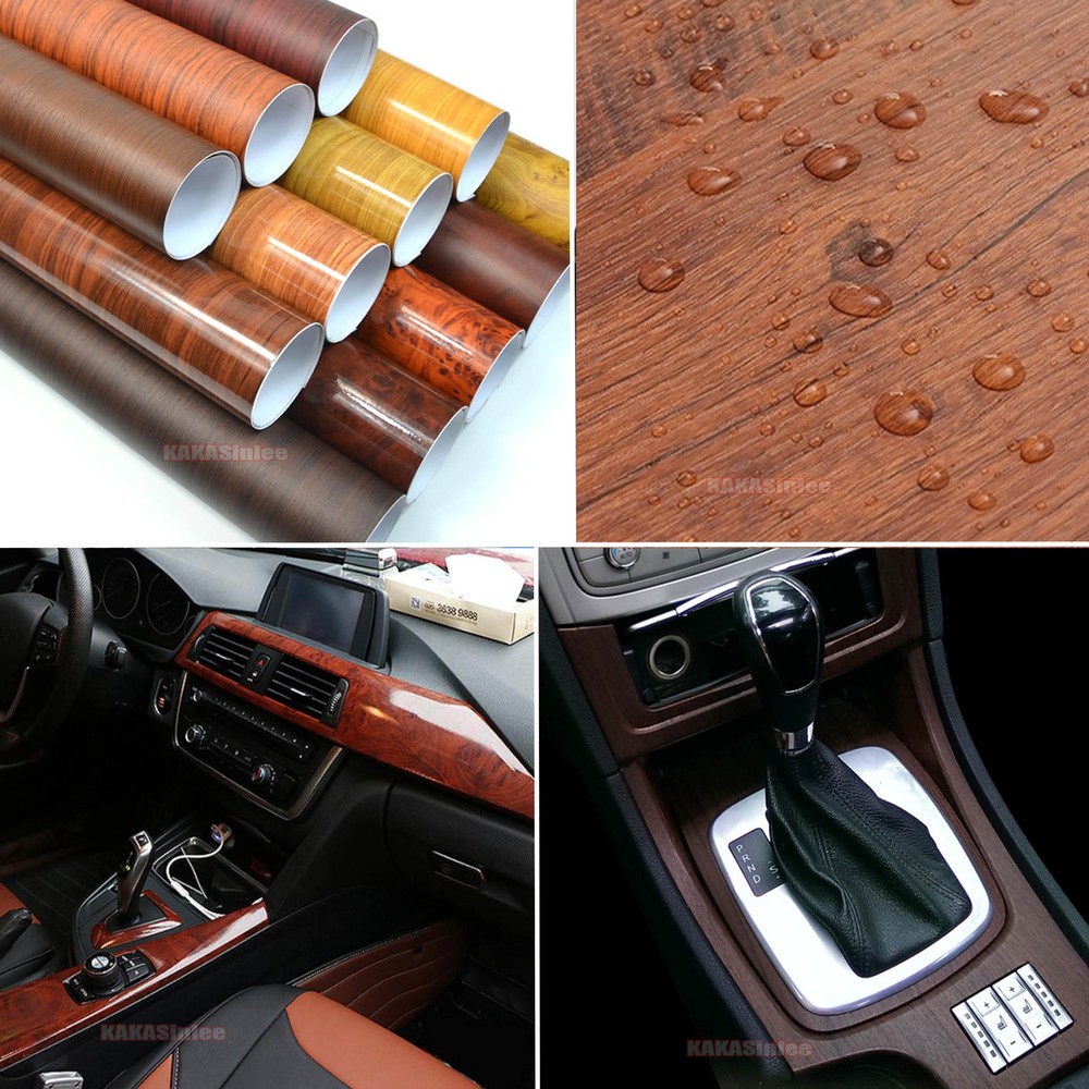 Flexible 3D Wood Grain Textured Vinyl Wrap Sticker Car House Furniture Decal AX