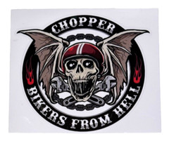 Chopper Bikers From Hell Skull Sticker, Decal, Logo, Vinyl, Emblem 5x6in (A-7)