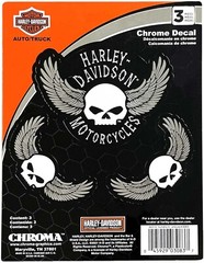 Chroma Graphics 3083 Decal – Licensed Harley-Davidson® – Skull & Wings, 3 Decals