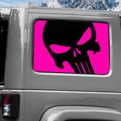 Rear Window Wrap Graphic Decal for Jeep Wrangler 2011-2020 SKULL PINK