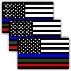 ANLEY 5×3 inch Thin Line US Flag Decal – American Flag Car Stickers (3 Pack)