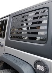 2x Matte Black Rear Window USA Flag Decal For Jeep Wrangler JK JKU 4Dr 2007-2017