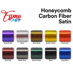 PET Honeycomb Carbon Fiber Satin Vinyl Wrap For GMC Bowtie Emblem Overlay Film