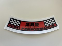 Air Cleaner Decal For 1965-1967 Ford Mustang; High Performance 289 Cubic Inch