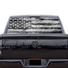 Rear Back Window American Flag Decal Sticker 65″ x 17/19” for Truck SUV Pickup