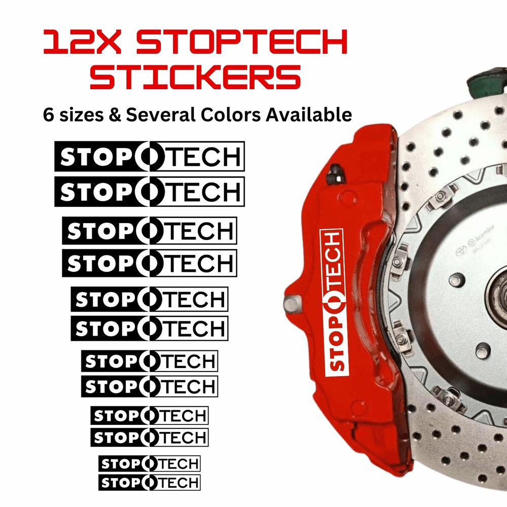 12x Stoptech Brake Caliper Decal Stickers / Car Decals / Car Stickers