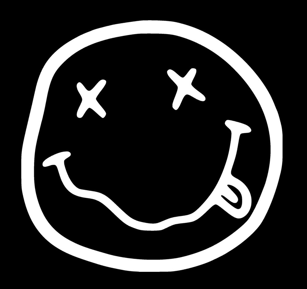 Nirvana smiley logo decals | Waterproof vinyl decals | 3″ or 5″, 7 Colors