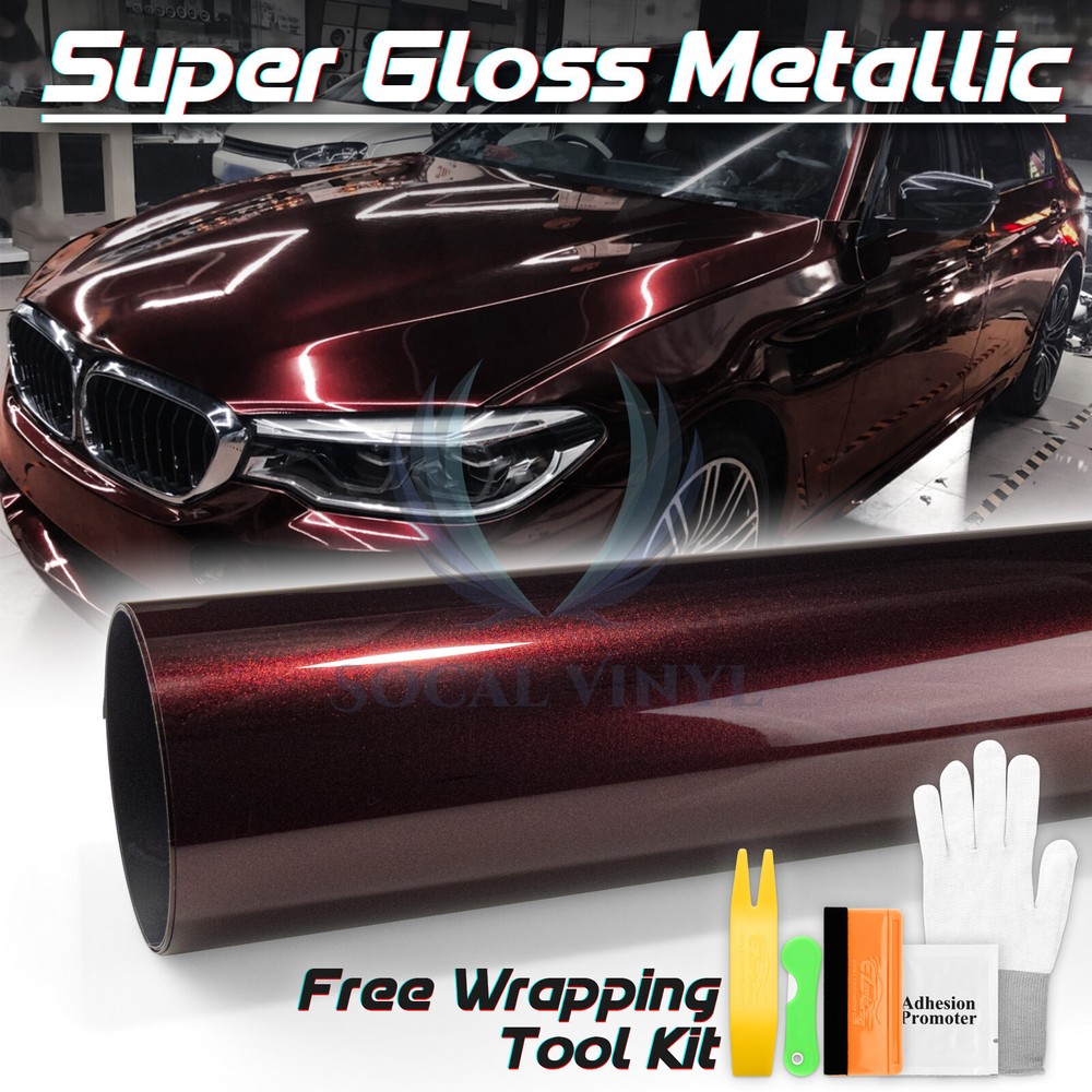 ESSMO PET Super Gloss Metallic Rose Black Vehicle Vinyl Wrap Decal Like Paint