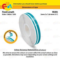 TEAL BLUE 1/12″ & 1/6″ Roll Vinyl Pinstriping Stripe Double Line Tape Sticker