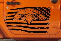 Eagle USA Flag Hood Door Vinyl Decal Racing Stripes (Fits Jeep Cars Trucks)