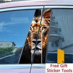 2pcs Jesus Lion Prayer Car Center Pillar Sticker B-Pillar Protective Film