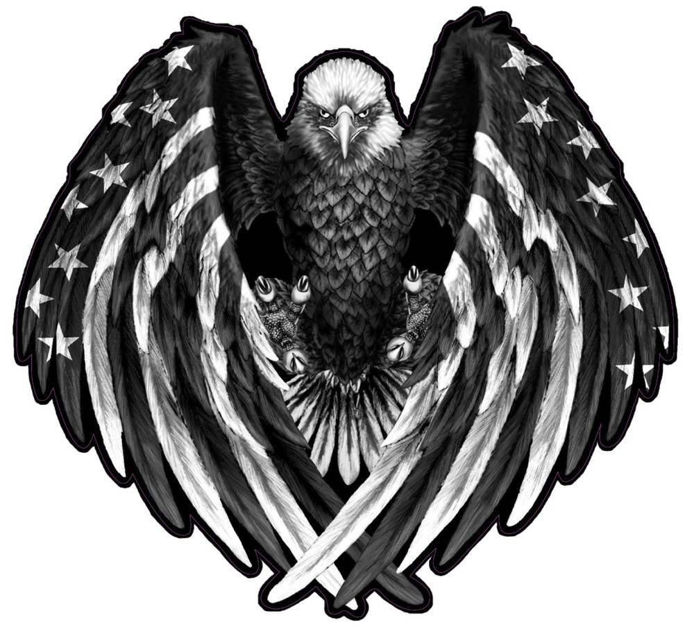 American Flag Eagle Wings black & white 36″ Wall Decor Decal