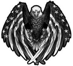 American Flag Eagle Wings black & white 36″ Wall Decor Decal