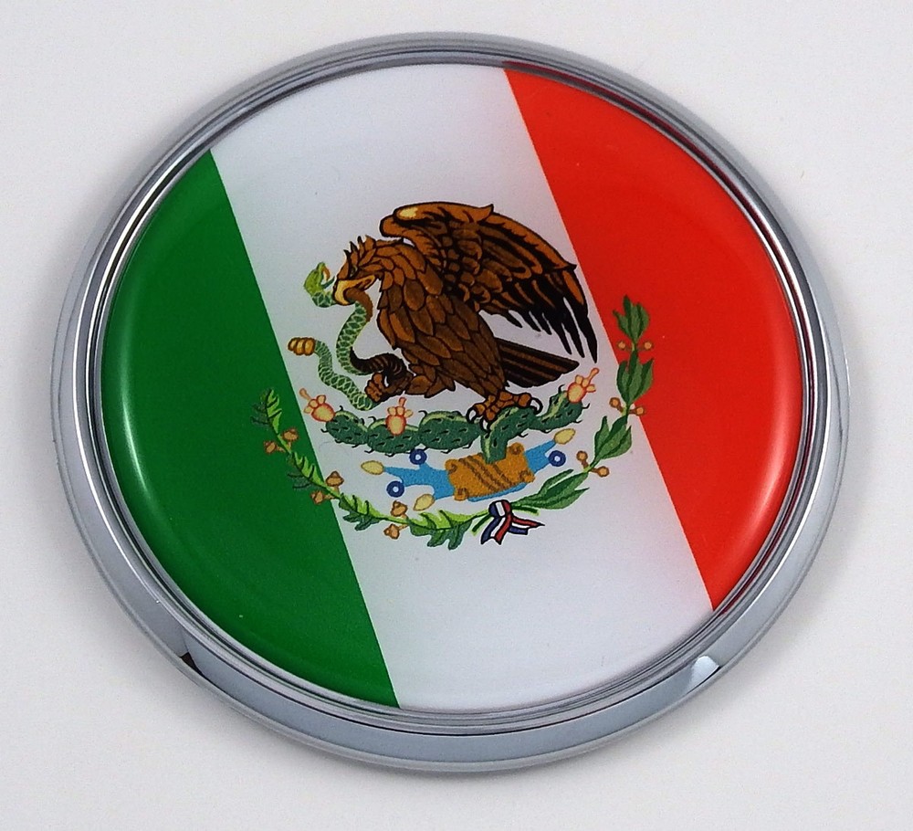 Mexico Mexican Flag 2.75″ Car Chrome Round Emblem Decal 3D sticker badge