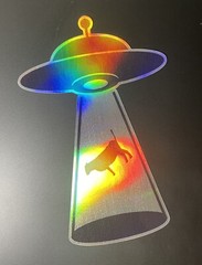 Funny Alien SciFi UFO Space Abduction Believe bigfoot cow conspiracy decal fun