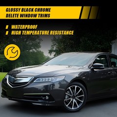 1-10Set Chrome Delete Blackout Window Overlays for Acura TLX 2015-20 Gloss Black