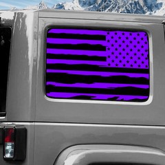 Rear Window Wrap Graphic Decal for Jeep Wrangler 2011-2020 USA FLAG TORN PURPLE