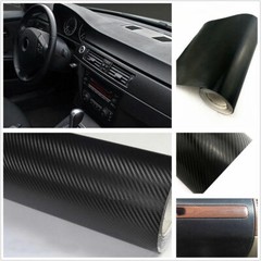3D Car Interior Accessories Interior Panel Black Carbon Fiber Vinyl Wrap Sticker