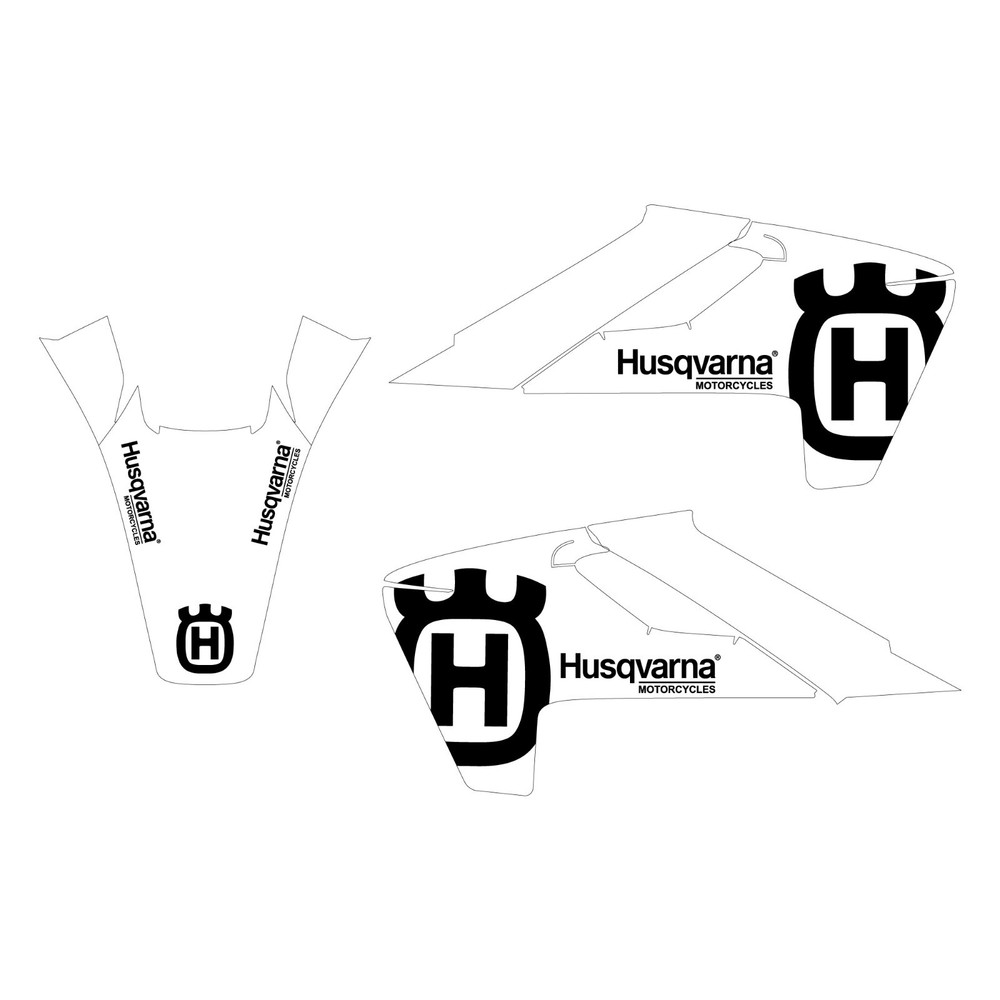 Husqvarna shroud graphics / rear fender combo 17-19 TE FE TX black on white