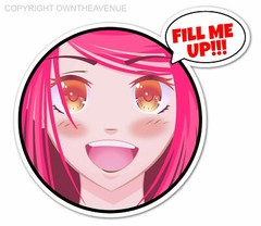 Fill Me Up JDM Anime Girl Funny Drifting Racing Fuel Tank Door Sticker 4.5″