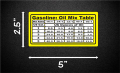 Gas/Oil Mixed Fuel Table 2 Cycle Engine Gas Can Rental Decal Sticker p166