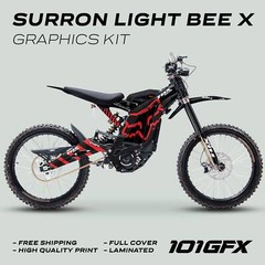 Surron Light Bee X Graphics Kit FOX RACE LINE Black Red Decals Stickers