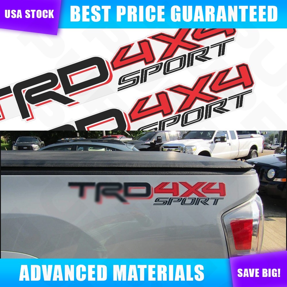 Set of 2 For Tr d 4X4 SPORT Decals Emblem Vinyl Stickers Rear Side Trunk Bedside