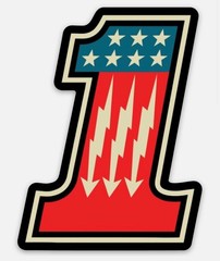 USA NUMBER 1 ONE, BMX, Motocross, NASCAR, Racing Decal Sticker