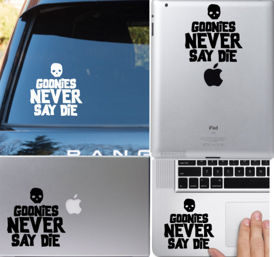 The Goonies “Goonies Never Say Die” Decal Vinyl Car Window Sticker ANY SIZE