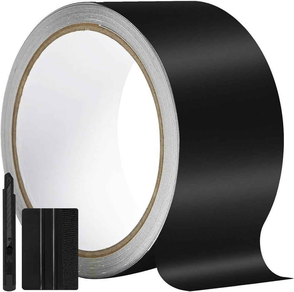 2IN X 30FT Matte Black Vinyl Wrap for Chrome Delete Window Trim Car Door Sill