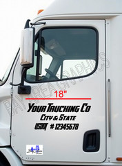 TRUCK DOOR DECALS SET X2 CUSTOM USDOT COMPANY NAME CITY STATE VINYL
