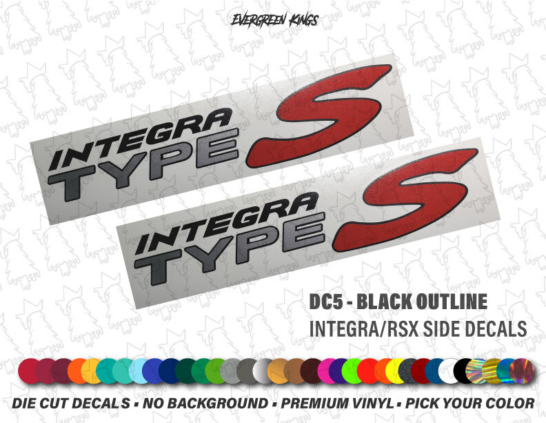 Type S DC5 Decal Badge Emblem Set for Honda Integra Acura RSX – BLACK OUTLINE x2