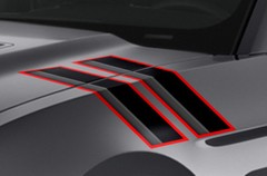 Hood Hash Marks Racing Decals Graphics Kit For Ford Mustang 2010-2014 RED OUTLN