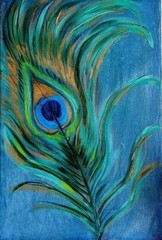Peacock Feather Sticker 3″ Blue Green Vibrant Beautiful Artistic Design
