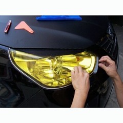 Fit For Headlight Taillamp Transparent Yellow Lens Vinyl Protection Film 12″x78″
