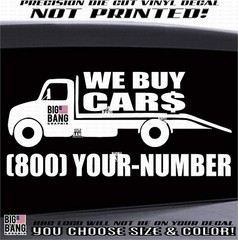 Tow Truck Business Advertising Vinyl Decal Sticker Lettering Die Cut We Buy Cars