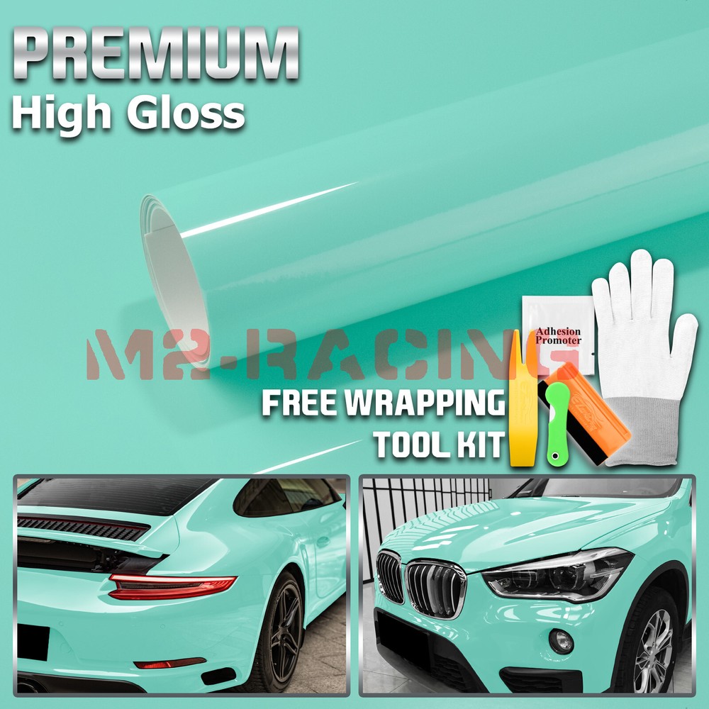 High Gloss Teal Glossy Car Vinyl Wrap Sticker Decal Sheet Film Adhesive Release