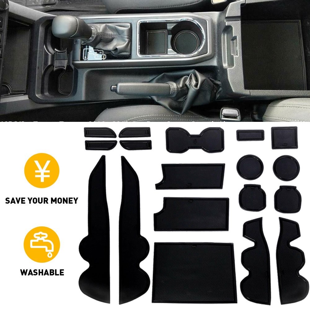 Liner Insert For 16-22 Toyota Tacoma Cup and Door Center Console Black Tr H