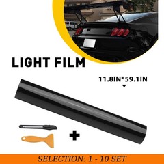 1-10 Gloss Black Bubble Free Vinyl Wrap 30cmx1.5m Car Sticker w/Installation Kit