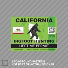 California Bigfoot Hunting Permit Sticker Decal Vinyl Sasquatch Lifetime
